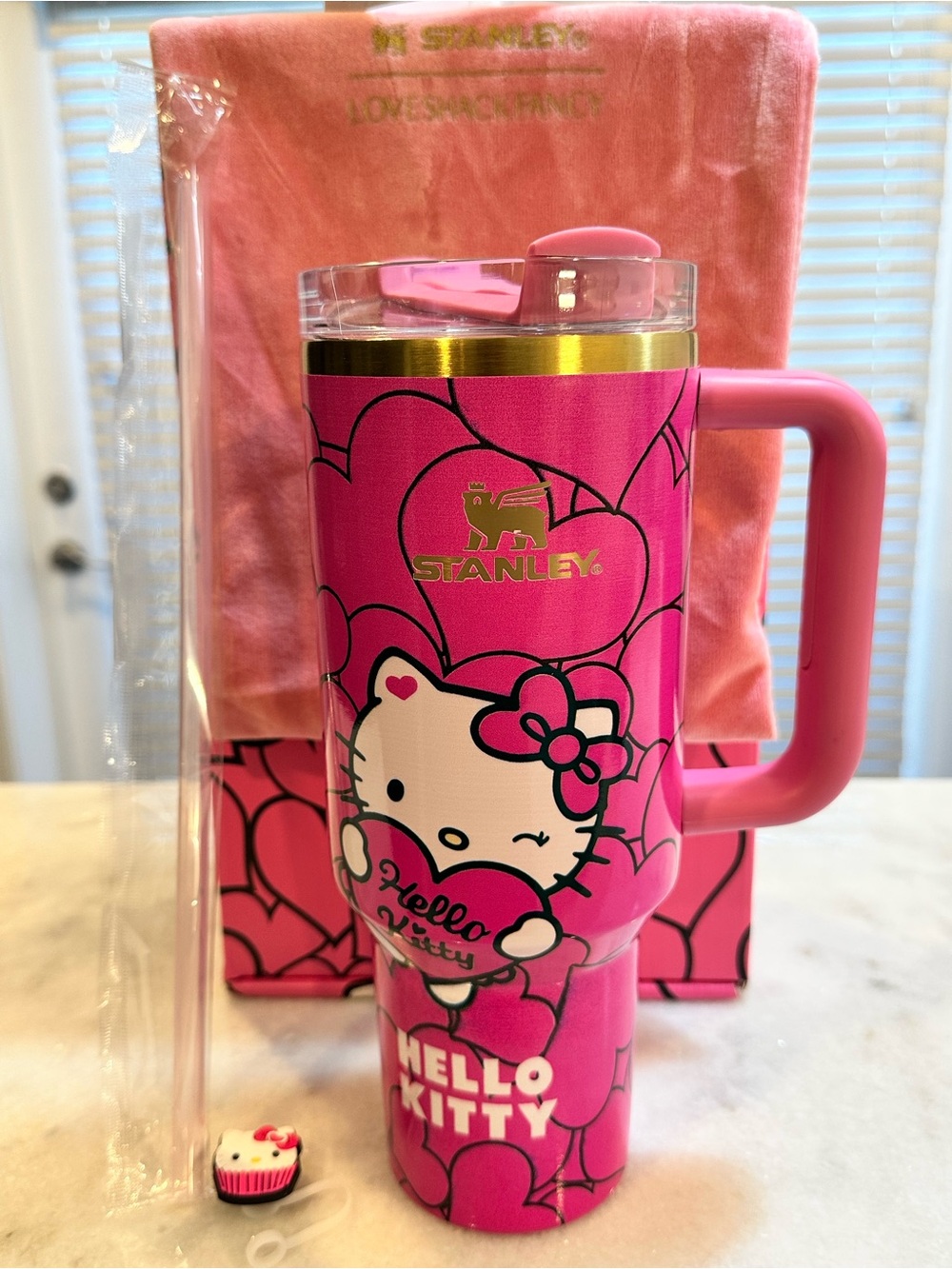 Hello Kitty Stanley Limited Edition Pink Tumbler, 40oz with Hello Kitty Topper